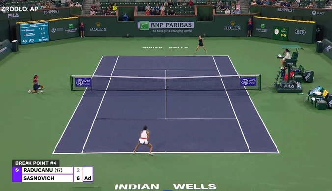 WTA 100 Indian Wells. Emma Raducanu - Aliaksandra Sasnowicz. Skrót meczu. Wideo