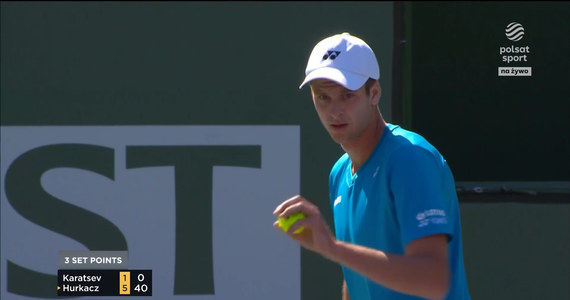 ATP Indian Wells. Hubert Hurkacz - Asłan Karacjew. Polak pewnie wywrywa pierwszego seta WIDEO