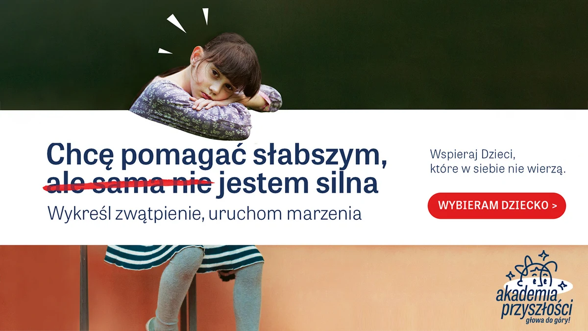 Niestety aż co trzeci uczeń w Polsce rezygnuje ze starań, gdy uznaje, że nie jest wystarczająco dobry w danej dziedzinie. Ponad połowa uczniów uważa, że poniesione porażki to rezultat bycia "za mało uzdolnionym lub uzdolnioną" – takie dane płyną z raportu opublikowanego w 2020 roku przez Stowarzyszenie WIOSNA. Wykreśl zwątpienie, uruchom marzenia – takim hasłem Akademia Przyszłości zachęca do fundowania Indeksów Sukcesu dzieciom, które chcą wziąć udział w tegorocznej edycji programu. Każdy indeks to szansa na zmianę w życiu jednego z 1800 dzieci. 
