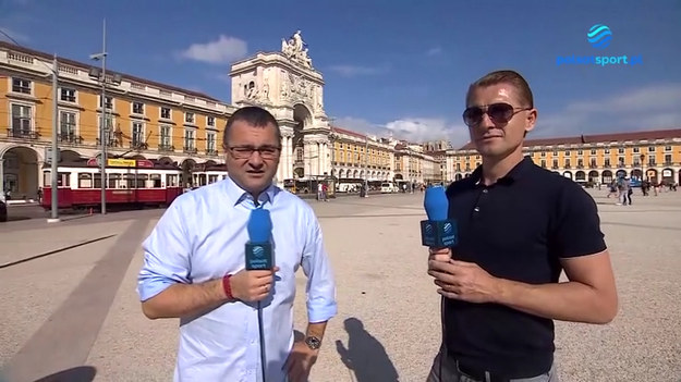 Szymon Rojek i Artur Wichniarek z Lizbony przed meczem Benfica - Bayern Monachium.