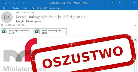 CERT Polska ostrzega przed nowym sposobem wyłudzania danych. Tym razem oszuści podszywają się pod urząd skarbowy lub Ministerstwo Finansów i rozsyłają fałszywe informacje z załącznikami.