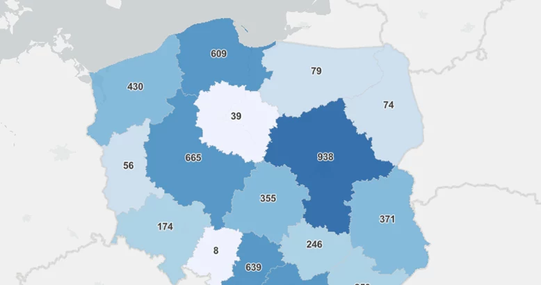 Dzienna liczba szczepień w województwach - dane z 15 listopada