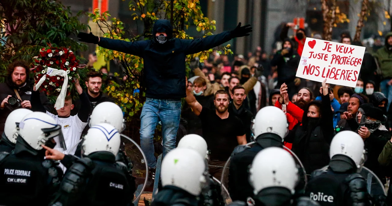 Na zdjęciu protesty w Belgii