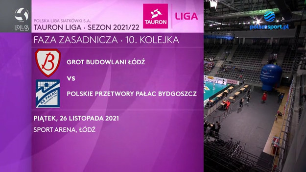 Skrót meczu 10. kolejki Tauron Ligi Grot Budowlani Łódź – Polskie Przetwory Pałac Bydgoszcz 3:0 (25:14, 25:16, 25:14).