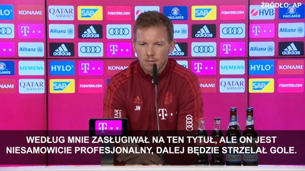 Julian Nagelsmann o Złotej Piłce dla Lewandowskiego: Nie wydaje się być sfrustrowany. Było bardzo blisko, więc myślę, że przez to boli go trochę bardziej.
Źródło: AP