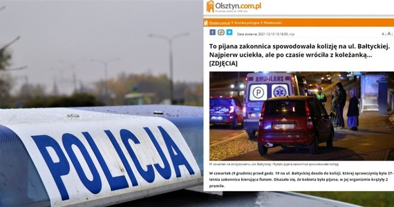 Ponad 2 promile alkoholu miała kierująca fiatem 37-latka, która spowodowała kolizję na ul. Bałtyckiej w Olsztynie. Według lokalnych mediów to zakonnica.
