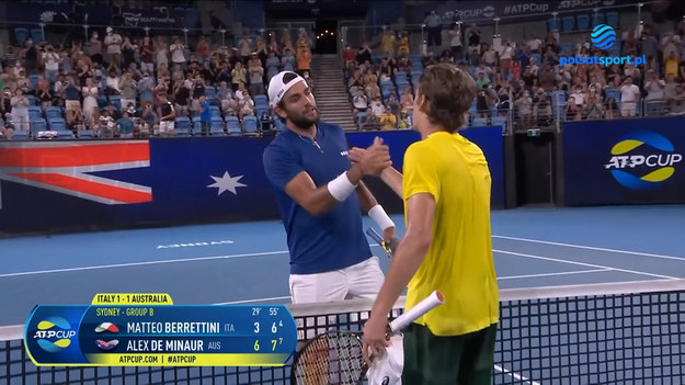 Skrót meczu Matteo Berrettini - Alex de Minaur 0:2 (3:6, 6:7).