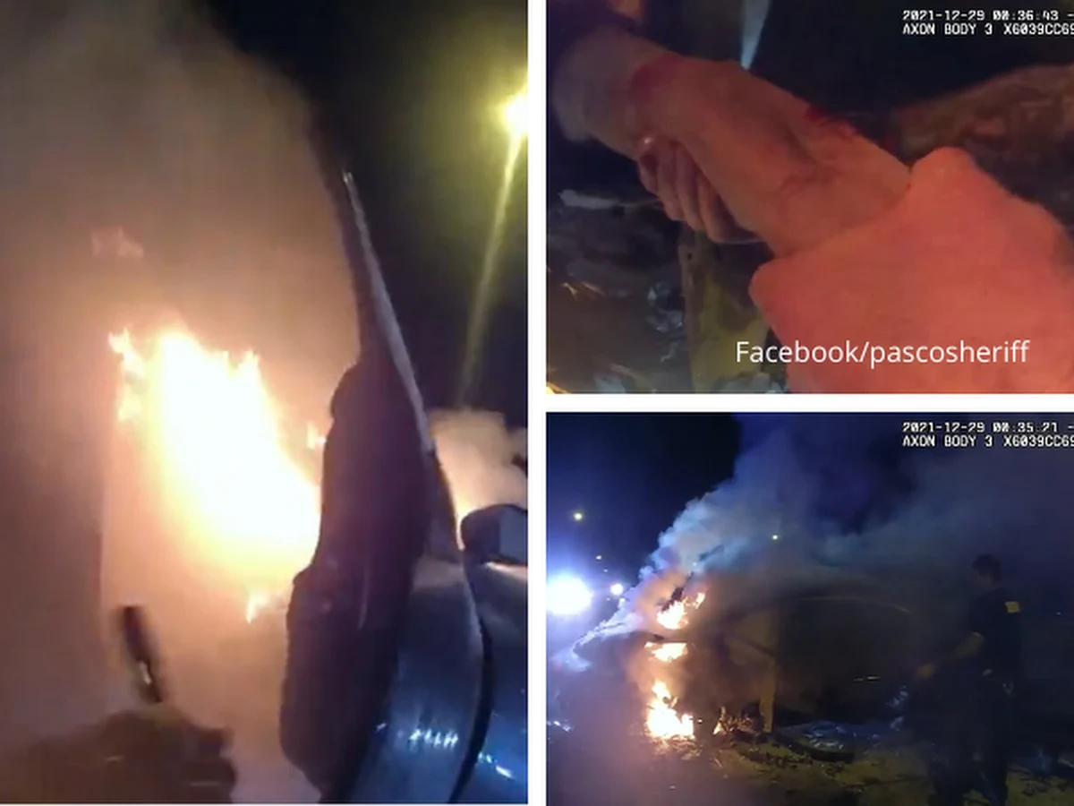 Policja z hrabstwa Pasco na Florydzie opublikowała nagranie z kamery umieszczonej na mundurze jednego z funkcjonariuszy interweniujących po wypadku drogowym. Niesamowity filmik pokazuje, jak mundurowi ratują życie kobiecie, która po zderzeniu utknęła w płonącym aucie. „Dzielimy się tym nagraniem, by pokazać, z jakimi niebezpieczeństwami spotykają się nasi funkcjonariusze podczas każdej zmiany” – zaznaczyli policjanci we wpisie w mediach społecznościowych.