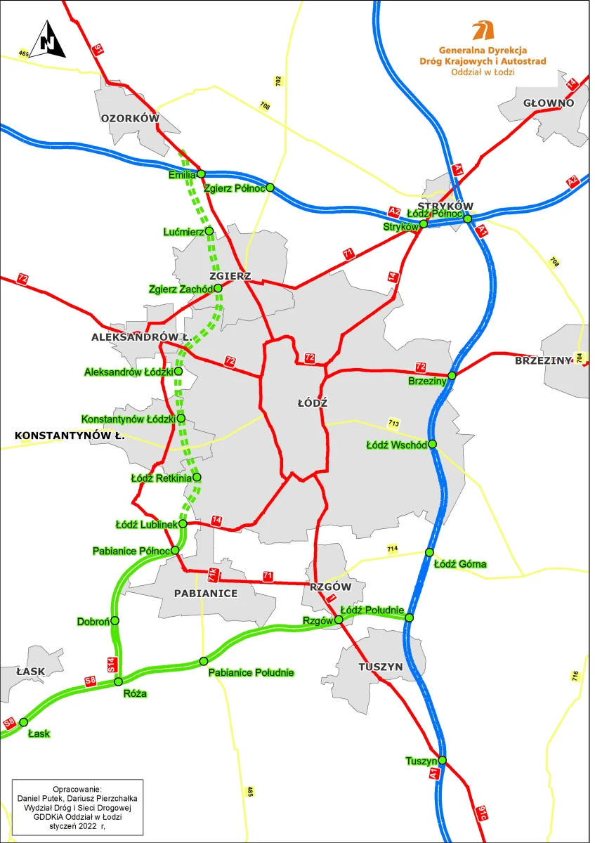Zmiana nazw węzłów na drodze ekspresowej S14 w Łódzkiem. Dotychczasowa (robocza) nazwa węzła „Łódź Teofilów” została zmieniona na „Aleksandrów Łódzki”. 