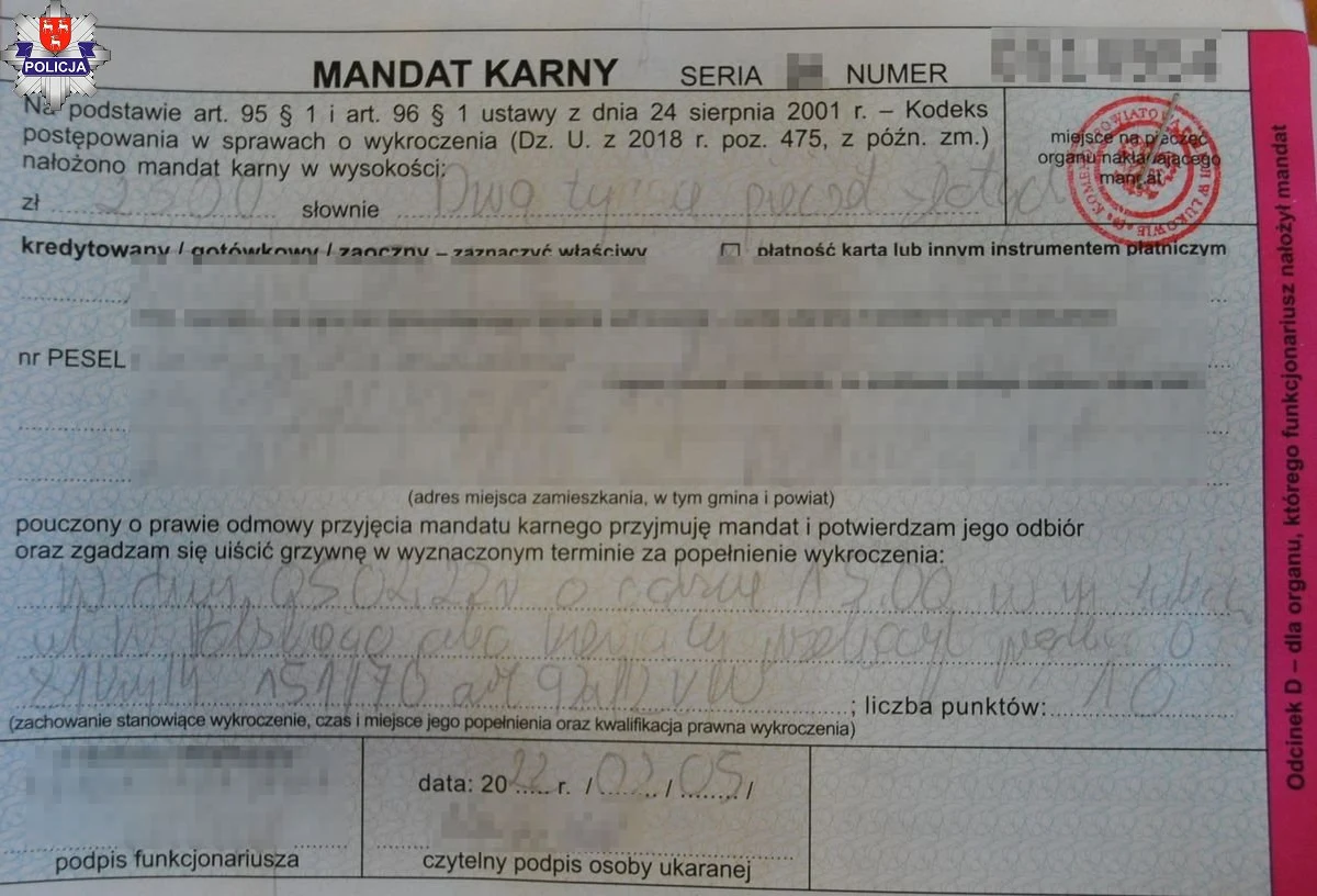 Podczas weekendowej akcji kontroli prędkości funkcjonariusze z łukowskiej drogówki zatrzymali 40-letniego kierowcę, który jechał w terenie zabudowanym 151 km/h. Mężczyzna został ukarany mandatem karnym w wysokości 2,5 tysiąca złotych i stracił prawo jazdy.