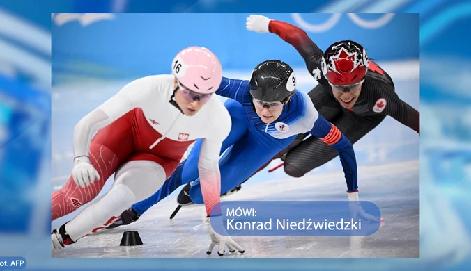Pekin 2022. Konrad Niedźwiedzki po starcie Natalii Maliszewskiej na 1000 metrów w eliminacjach. WIDEO