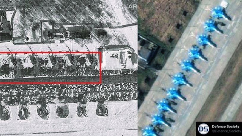 Zdjęcia satelitarne pokazują rosyjskie śmigłowce, żołnierzy i pojazdy, które zbliżają się do pozycji blisko granicy z Ukrainą. Przeczy to twierdzeniom o wycofywaniu się rosyjskich wojsk. 
