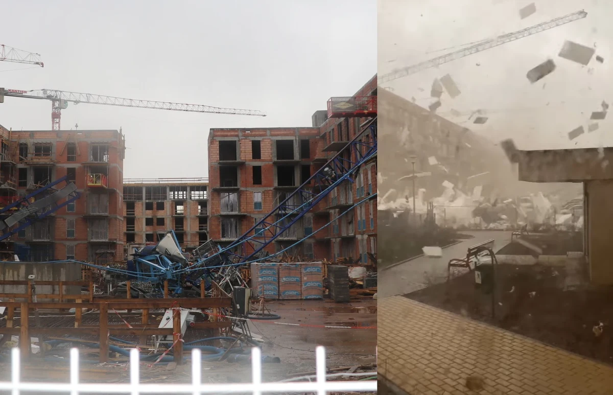 ​Prokuratura, inspekcja budowlana i Państwowa Inspekcja Pracy badają okoliczności tragedii w Krakowie. Potężny wiatr przewrócił żurawia wieżowego na jeden z budynków, w wyniku czego zginęło dwóch budowlańców. W sieci pojawiło się nowe nagranie z wypadku. Łowcy Burz wskazują, że do upadku maszyny przyczyniła się mała trąba powietrzna.