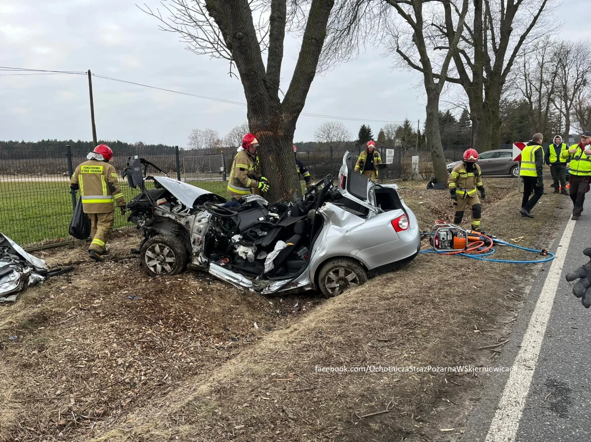 Na drodze krajowej nr 70 w miejscowości Pamiętna (pow. Skierniewicki) doszło dziś do śmiertelnego wypadku. Zginął młody mężczyzna, którego pojazd zjechał do rowu i uderzył w drzewo.