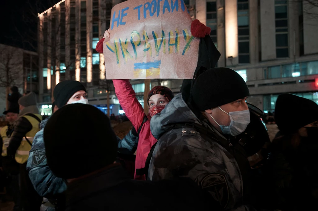 Protest przeciwko wojnie w Ukrainie. Moskwa 25 lutego 2022 r.