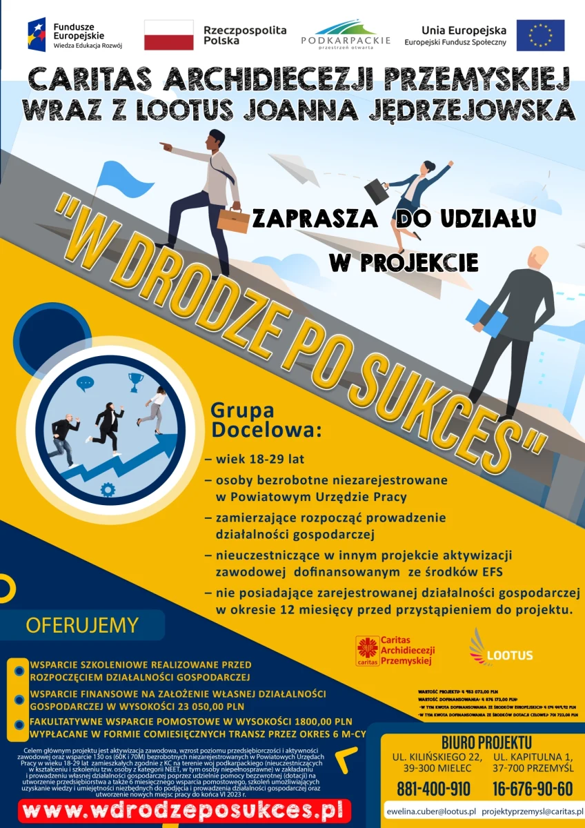 Aktywizacja zawodowa oraz pomoc w założeniu i prowadzeniu własnej firmy dla młodych ludzi przed 30. rokiem życia to najważniejsze cele projektu "W drodze po sukces". Rekrutacja chętnych potrwa do 11 kwietnia.

