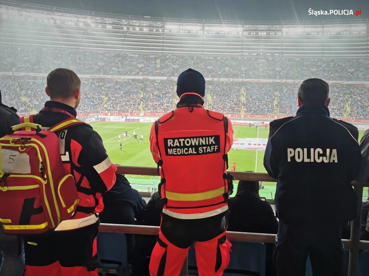 Mecz Polska-Szwecja z udziałem 54 tysięcy kibiców zabezpieczało 1,2 tys. policjantów. Tysiąc z nich pochodziło ze śląskiego garnizonu, a 200 z Krakowa i Warszawy. Policja kierowała ruchem i dbała o bezpieczeństwo na stadionie i w jego najbliższej okolicy.