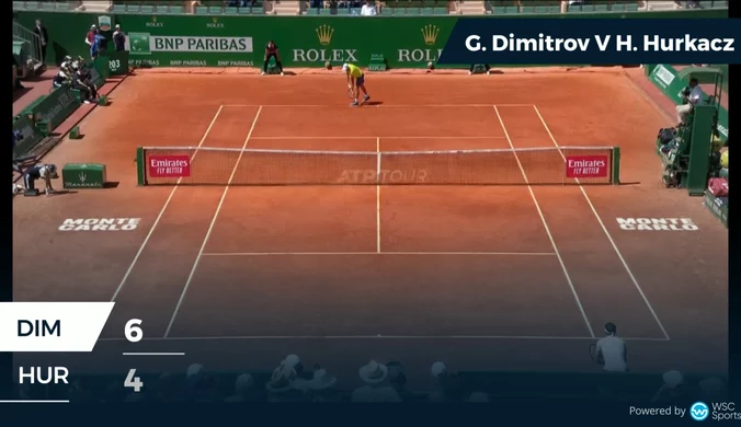 Grigor Dimitrow - Hubert Hurkacz. Skrót pierwszego seta. ATP Monte Carlo 2022. WIDEO 