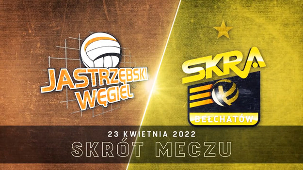 Skrót pierwszego meczu półfinału PlusLigi 2022 Jastrzębski Węgiel – PGE Skra Bełchatów (25:14, 30:28, 26:24).