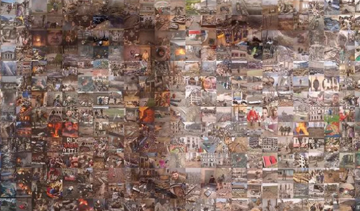 „Horror, ból, cierpienie, śmierć, okaleczone losy, zbrodnie, nieludzkość, zło – wszystko widać na tym obrazie” – pisze białoruski artysta Pasha Kritchko. Mężczyzna stworzył obraz twarzy Władymira Putina, na który składają się zdjęcia zniszczeń w Ukrainie po 57 dniach wojny. 