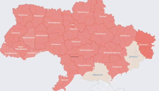 Alarmy przeciwlotnicze w prawie całej Ukrainie