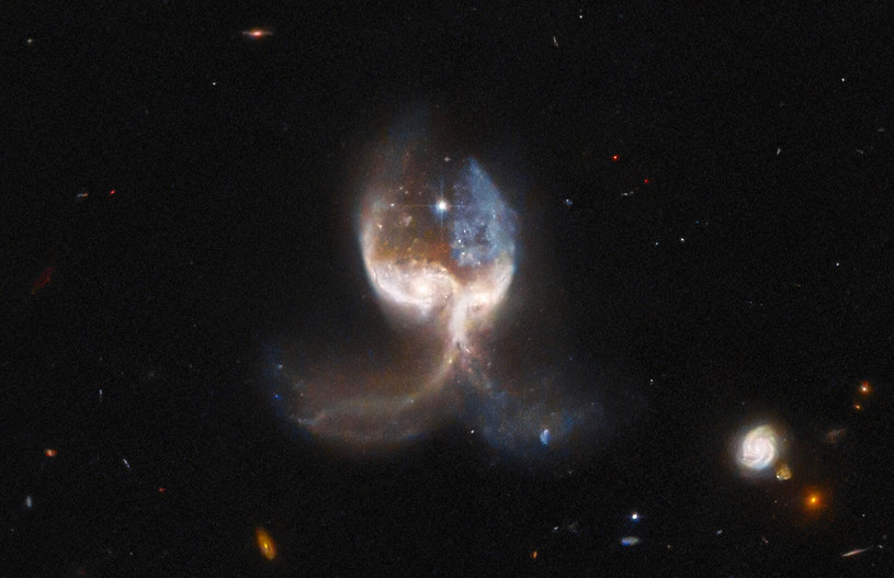 NASA podzieliła się właśnie niezwykłym zdjęciem wykonanym przez kosmiczny teleskop Hubble’a - to pierwszy raz, kiedy udało się uchwycić interakcję dwóch galaktyk, pozostawiającą po sobie tak symetryczny układ. 