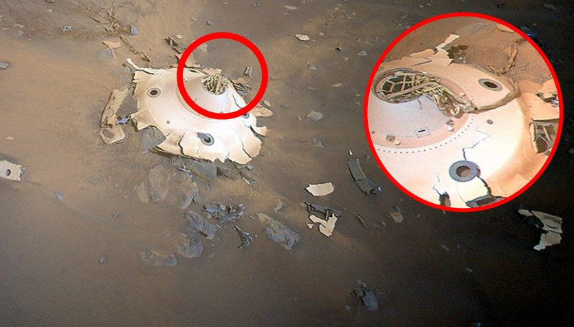 Restos de una nave espacial en Marte.  El dron tomó fotos excepcionales.