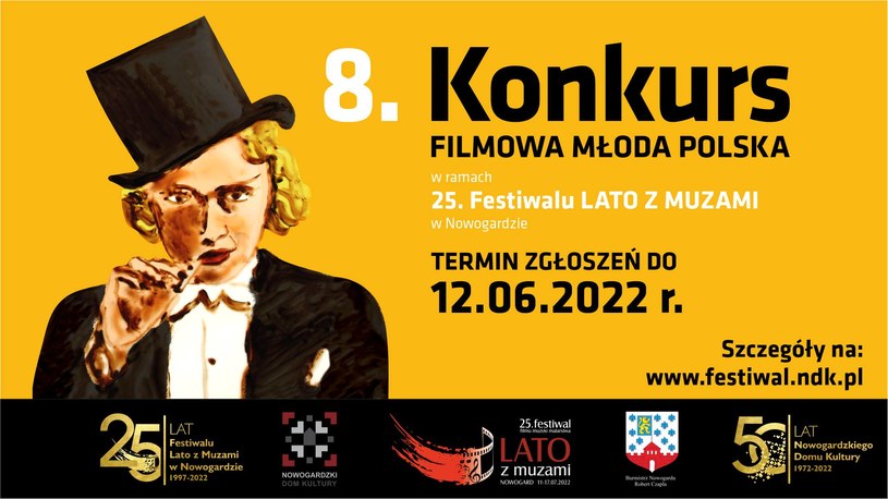 Już po raz 25. w Nowogardzie odbędzie się Festiwal Filmu Muzyki Malarstwa Lato z Muzami. Po raz 8. integralną częścią wydarzenia będzie Konkurs Filmowa Młoda Polska, prezentujący dokonania młodego pokolenia rodzimych autorów. Ruszył nabór filmów do konkursu. Na laureatów czekają nagrody finansowe.