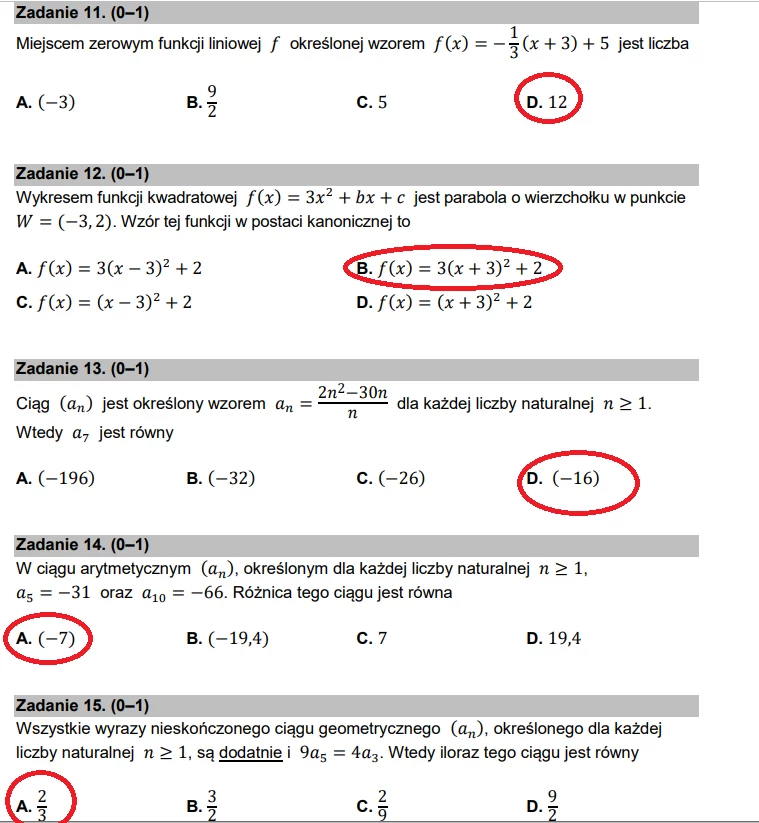 Matematyka 2022. Arkusz i nieoficjalne odpowiedzi