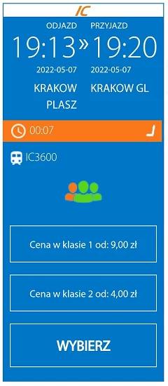 Koszty przejazdu z PKP IC po Krakowie