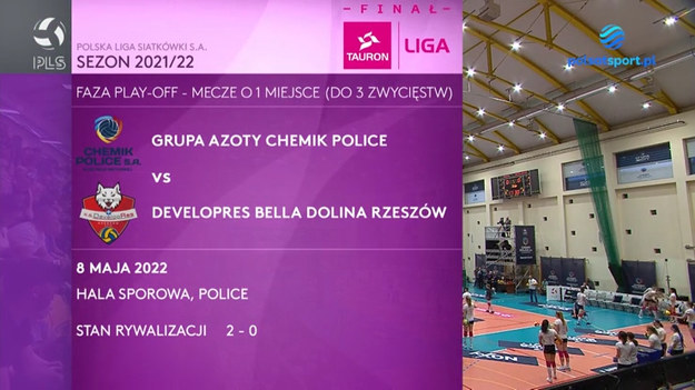 Skrót meczu Grupa Azoty Chemik Police – Developres Bella Dolina Rzeszów 3:2 (19:25, 24:26, 25:16, 25:10, 15:7).