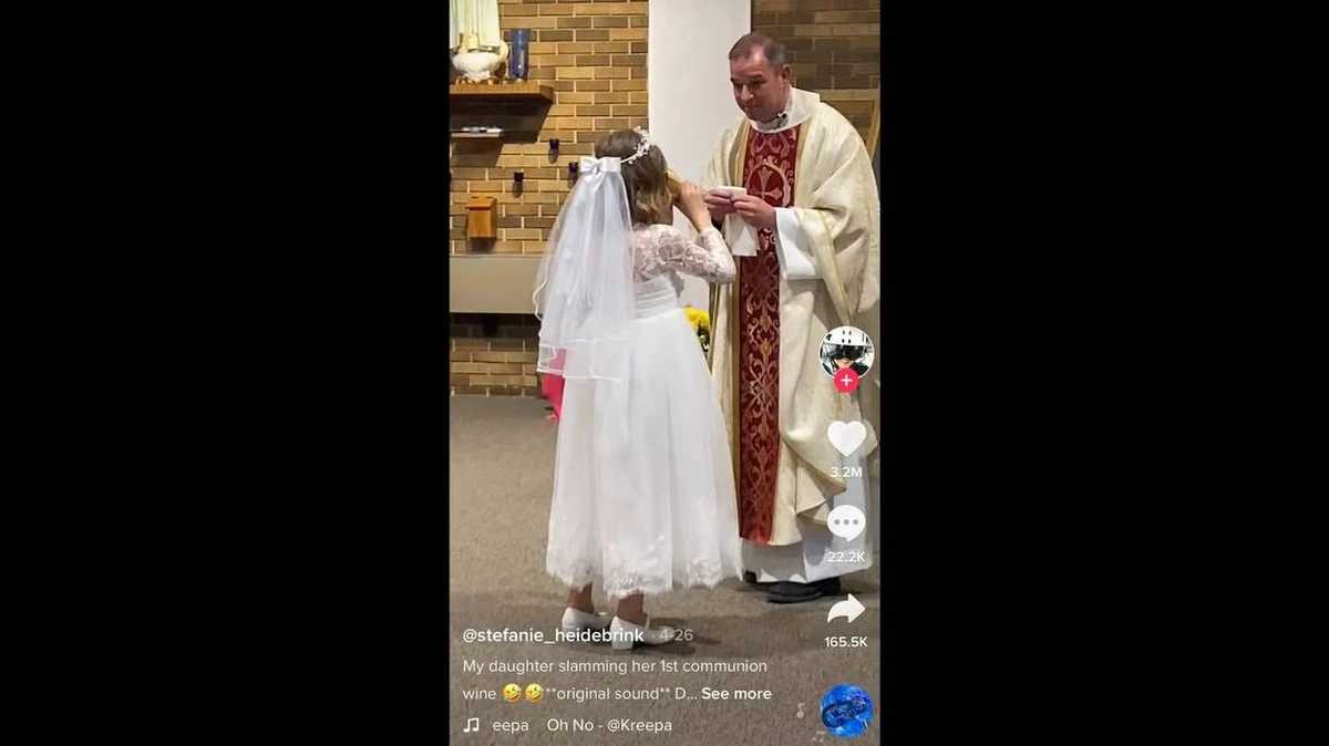 7-latka z Południowej Dakoty ma miliony fanów. A to za sprawą filmu z jej pierwszej Komunii świętej. Mała Brynley tak bardzo się przejęła uroczystością, że wypiła do dna podaną jej w kielichu – zgodnie z wiarą katolicką - Krew Chrystusa pod postacią wina. Reakcja księdza była bezcenna.