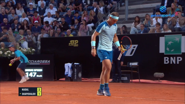 Rafael Nadal - Denis Shapovalov 6:1, 5:7, 2:6. Skrót meczu w ramach turnieju ATP w Rzymie.

