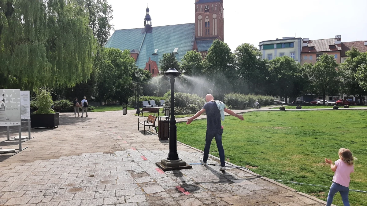 Dwa stylizowane spryskiwacze stanęły w Szczecinie. Będą włączane by nieść ulgę w upalne dni.
