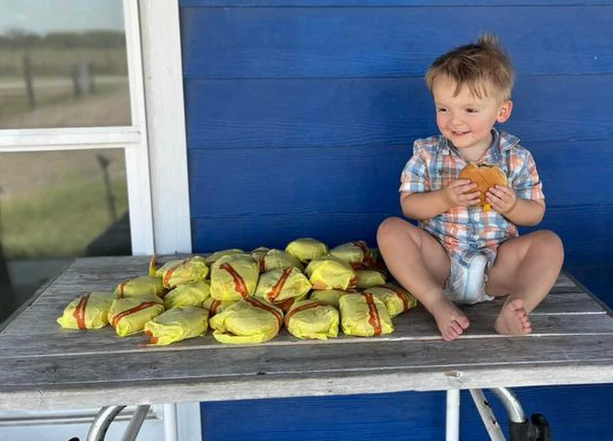 2-letni Barrett uwielbia nuggetsy z kurczaka, ale za sprawą jednego kliknięcia stał się królem hamburgerów. Bawiąc się telefonem mamy, zamówił 31 bułek ze znanej sieci fast foodowej. 