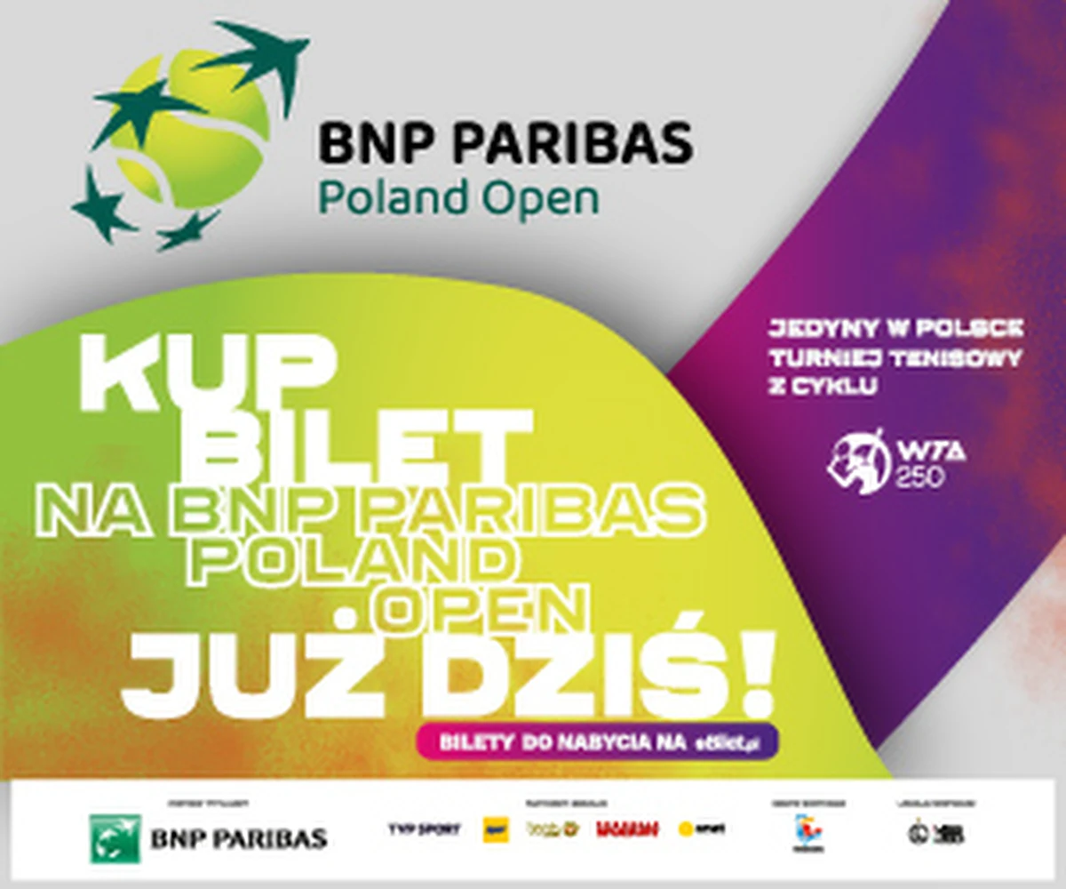 W piątek, 27 maja wystartowała sprzedaż biletów na największy turniej tenisowy w Polsce - BNP Paribas Poland Open. Jedyny turniej rangi WTA 250 w naszym kraju odbędzie się w dniach 25-31 lipca w Warszawie. Na kortach Legii zostaną rozegrane 64 mecze. Bilety są już dostępne na portalu e-bilet.