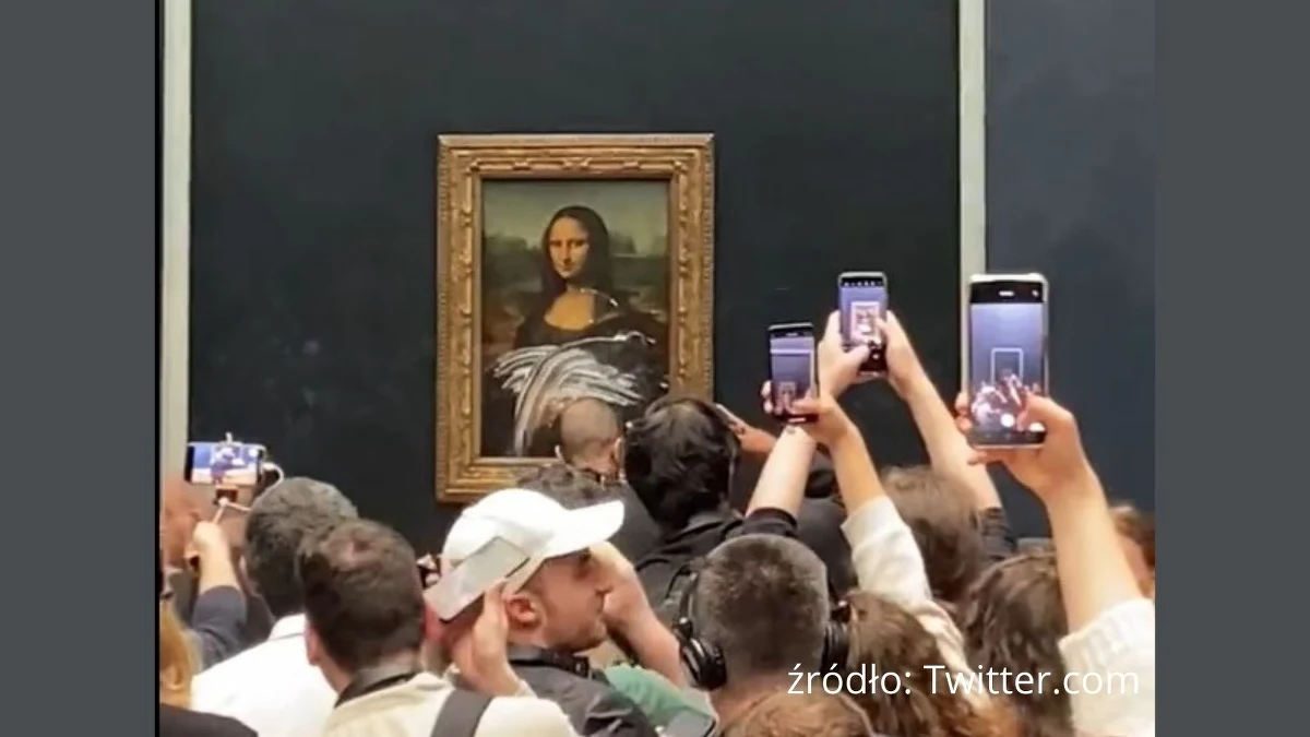 Obraz "Mona Lisa" Leonarda da Vinci został obrzucony tortem przez mężczyznę przebranego za starszą kobietę. Wszystko działo się w niedzielę we francuskim Luwrze.