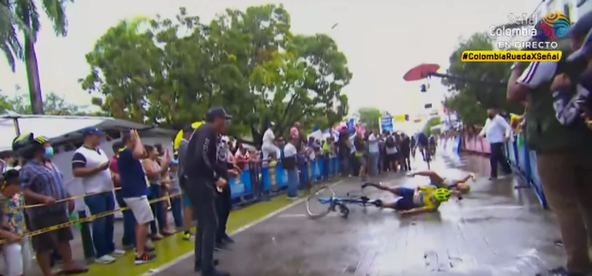 Szokujące sceny rozegrały się na zakończenie wyścigu kolarskiego Vuelta a Colombia. Zwycięzca Luis Carlos Chia Bermudez minął metę i rozpędzony wjechał we własną żonę. "Próbowałem hamować, ale rower nie reagował" – powiedział po tym zajściu.  