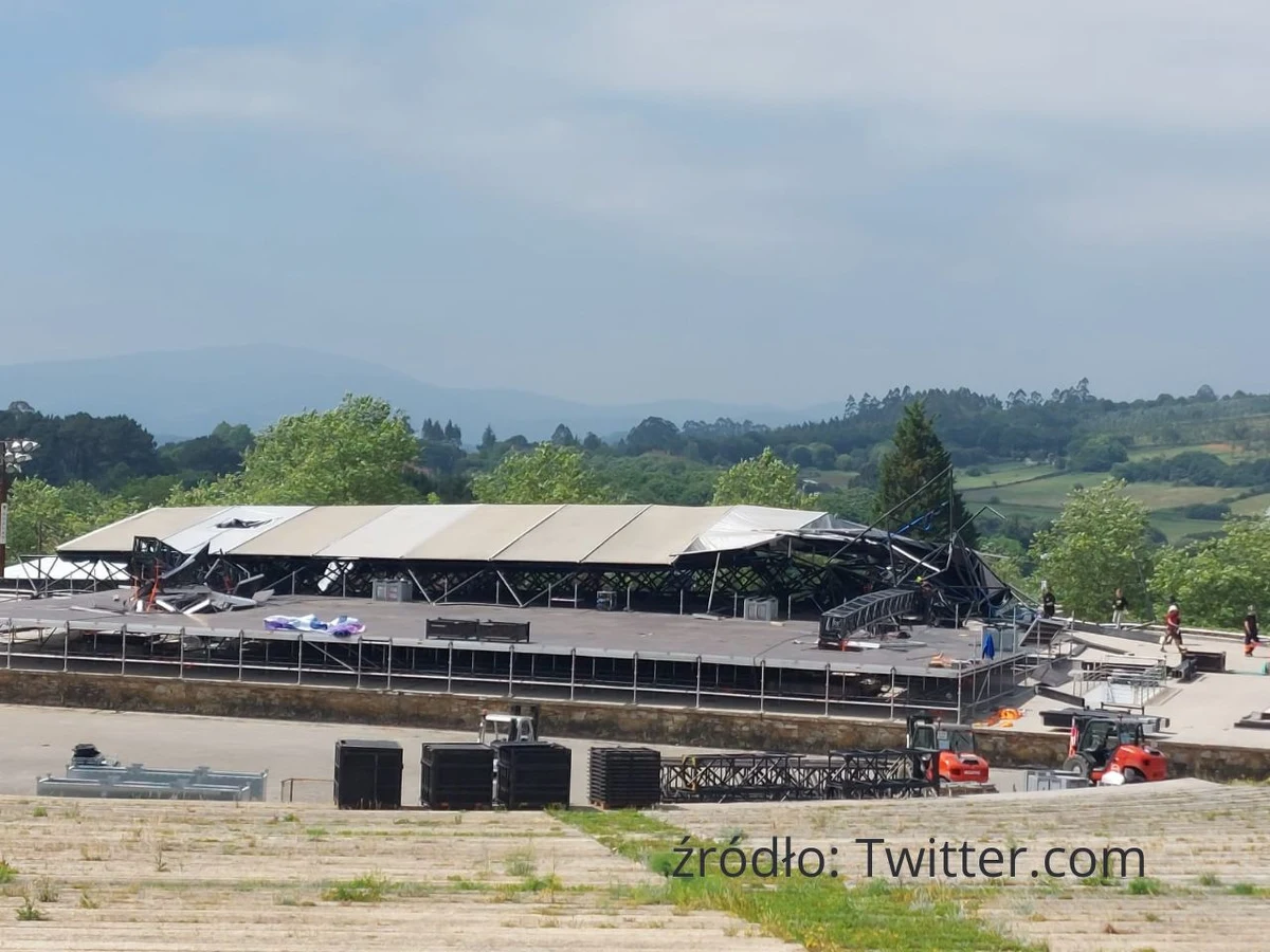 Sześciu pracowników firmy stawiającej dach sceny koncertowej zostało rannych w piątek w efekcie zawalenia się części estrady przygotowywanej na festiwal muzyczny w Monte do Gozo koło Santiago de Compostela, na północnym zachodzie Hiszpanii.