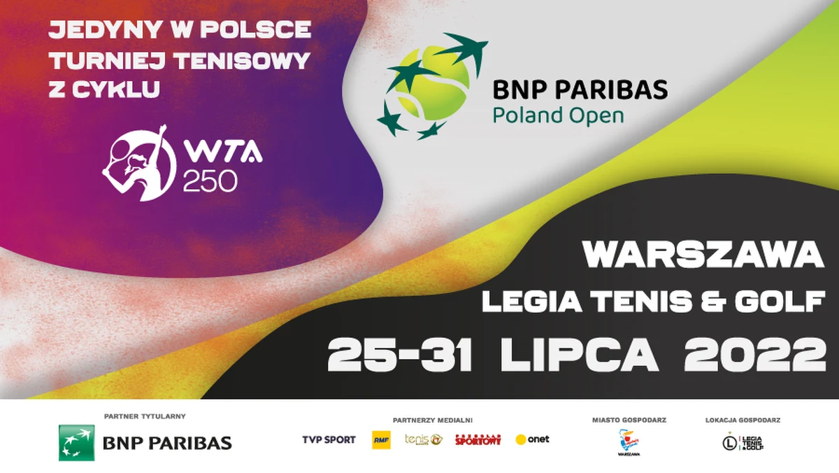 Wystartowała sprzedaż biletów na największy turniej tenisowy w Polsce. BNP Paribas Poland Open 2022 odbędzie się w dniach 25-31 lipca 2022 roku na warszawskich kortach #LegiaTenis&Golf przy ul. Myśliwieckiej 4A. Bilety są już dostępne na stronie ebilet.pl.