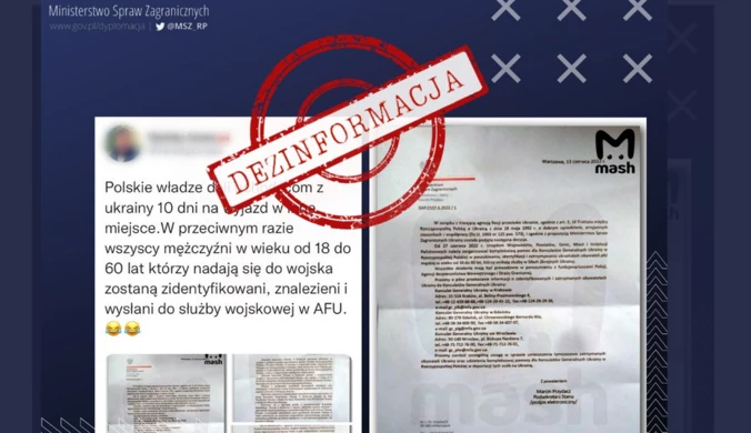 Ukraińcy w wieku 18-60 lat deportowani z Polski? MSZ: To dezinformacja 