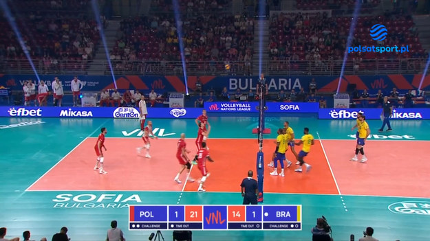 Skrót meczu Ligi Narodów siatkarzy 2022 Polska – Brazylia 3:1 (25:16, 22:25, 25:16, 25:22). Turniej w Sofii. 