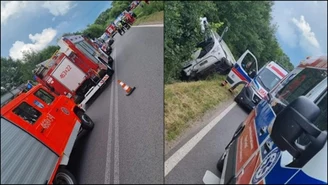 Wypadek autokaru w Ścinawce Górnej. Kilkanaście osób rannych