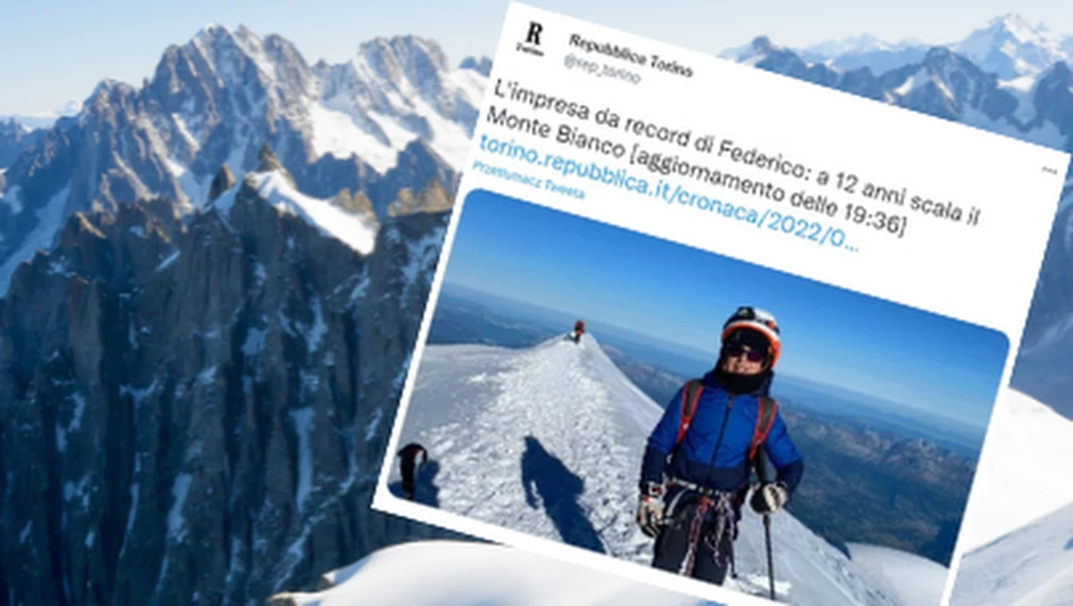 12-letni Włoch Federico Tomasi wszedł na Mont Blanc. O rekordowym wyczynie ucznia gimnazjum z Turynu poinformował jego ojciec. Dziennik „La Repubblica” podkreśla, że to kolejne osiągnięcie nastolatka. 