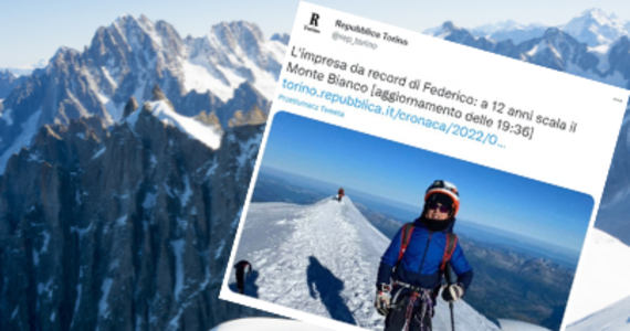 12-letni Włoch Federico Tomasi wszedł na Mont Blanc. O rekordowym wyczynie ucznia gimnazjum z Turynu poinformował jego ojciec. Dziennik „La Repubblica” podkreśla, że to kolejne osiągnięcie nastolatka. 