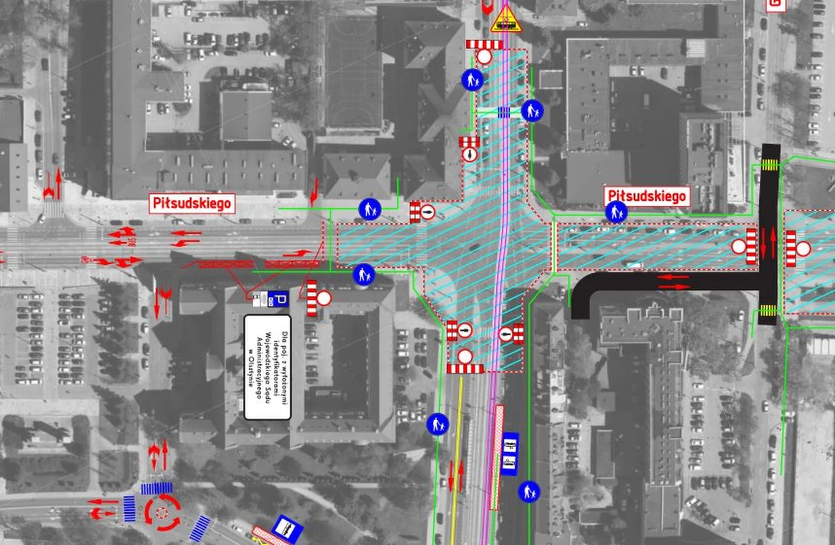 W związku z budową nowej linii tramwajowej zamknięte zostanie skrzyżowanie Piłsudskiego - Kościuszki w centrum Olsztyna. Nowa organizacja ruchu oznacza zmiany zarówno dla kierowców, jak i pasażerów komunikacji miejskiej. Utrudnień można spodziewać się od piątkowego wieczoru.