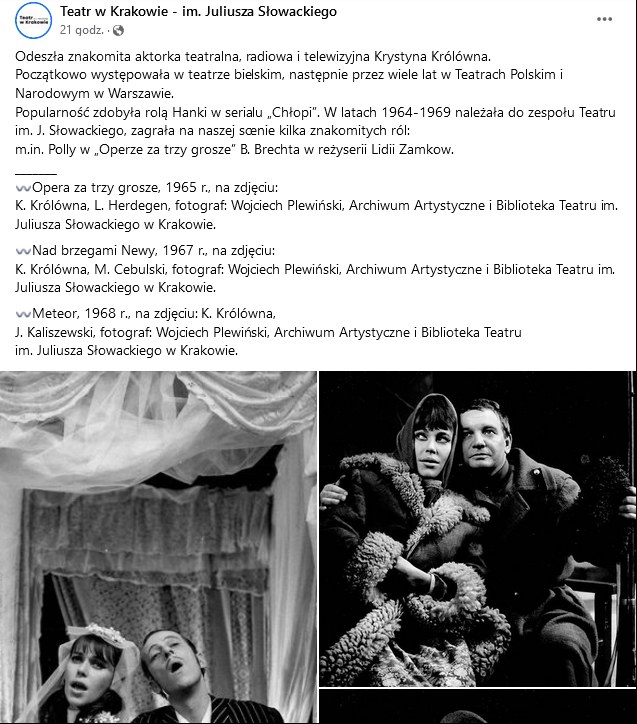 /Facebook Teatr w Krakowie - im. Juliusza Słowackiego /Facebook
