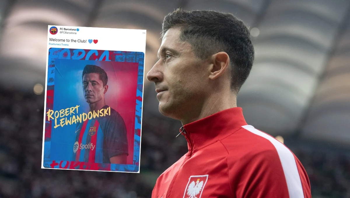 Robert Lewandowski oficjalnie piłkarzem Barcelony. Zespół zamieścił na Twitterze nagranie, na którym polski napastnik w klubowej koszulce prezentuje herb "Dumy Katalonii". Lewandowski podpisał z Barceloną 4-letni kontrakt. 
