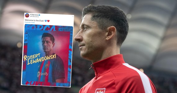 Robert Lewandowski oficjalnie piłkarzem Barcelony. Zespół zamieścił na Twitterze nagranie, na którym polski napastnik w klubowej koszulce prezentuje herb "Dumy Katalonii". Lewandowski podpisał z Barceloną 4-letni kontrakt. 