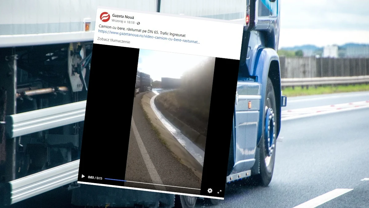 Ciężarówka przewożąca piwo przewróciła się na drogę w gminie Colonești w Rumunii. W wyniku zdarzenia trunek wylał się do pobliskiego rowu. W internecie pojawiło się nagranie "piwnej rzeki". 